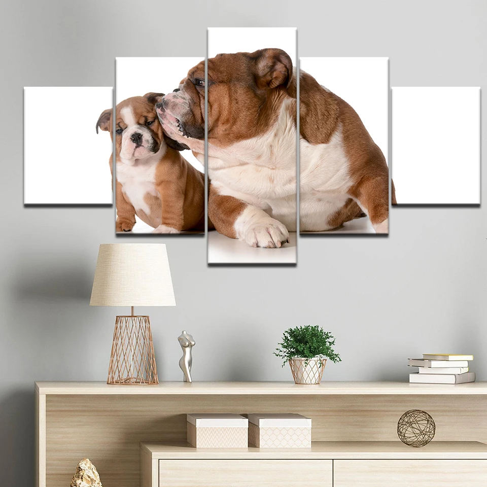 Шарпей милая собака абстрактная стена искусство холст печати 5 панелей картина
