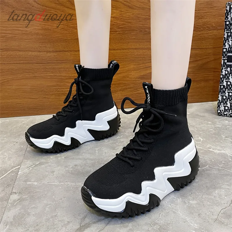 

Height Increasing Sneakers Women High Top Running Shoes For Women Chunky Dad Shoes Sapato Feminino Autumn Sport Ankle Boots