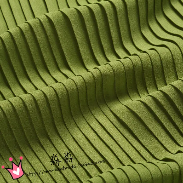 

1psc 2016 summer cool and refreshing version of pearl cotton gauze Matcha green organ pleated crinkle chiffon skirts fabrics
