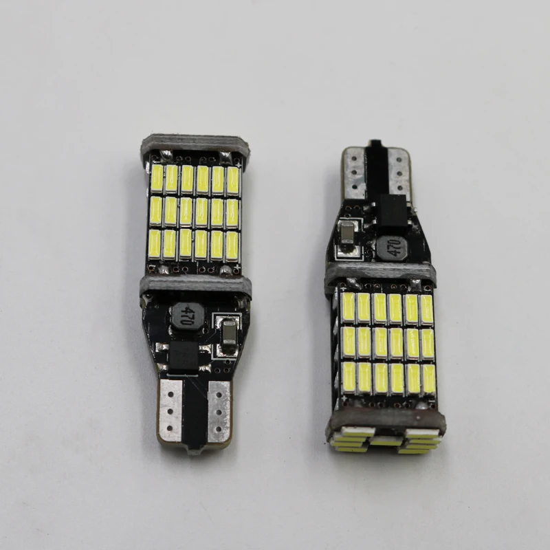 2 шт. T15 W16W 921 супер яркий высокой мощности 45 SMD 4014 светодиодный Canbus без ошибок автомобильный резервный фонарь лампа Тормозная лампа ксеноновая белая