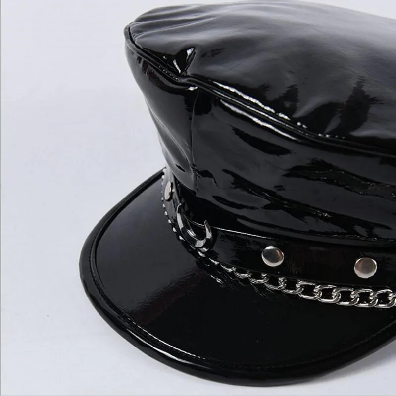 

SHALUOTAOTAO Quality PU Leather Military Hats For Men Women Autumn Winter Fashion Snapback Brands Flat Cap Couple Hats Casquette