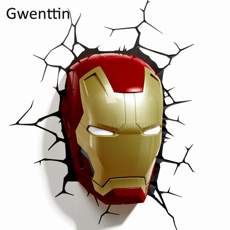 A Marvel The Avengers настенный светильник Железный человек Человек-паук Халк Капитан Америка Супергерой бра 3D лампы Рождественский подарок на день рождения детей - Цвет абажура: A