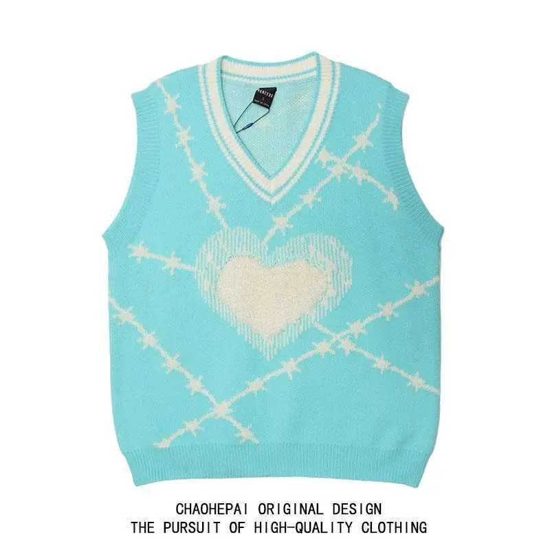 Жилет в ретро-стиле с V-образным вырезом полоску |