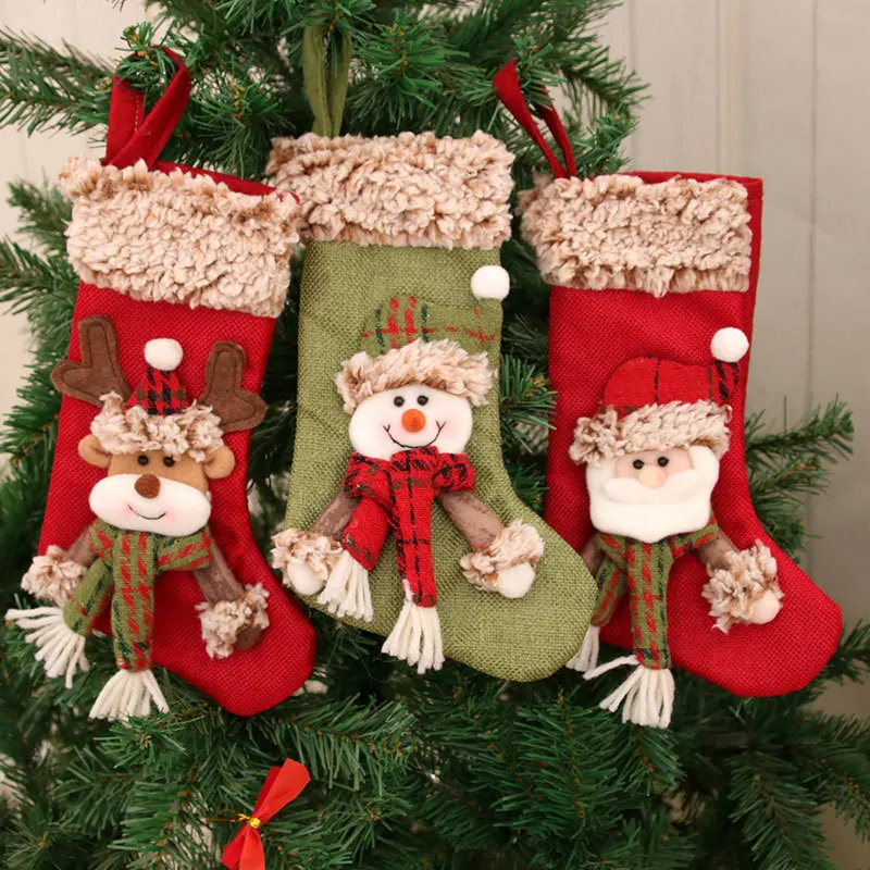 

Christmas Stocking Santa Christmas Stockings Fireplace Hanging Stockings for Xmas Character Holiday Season Party Decor
