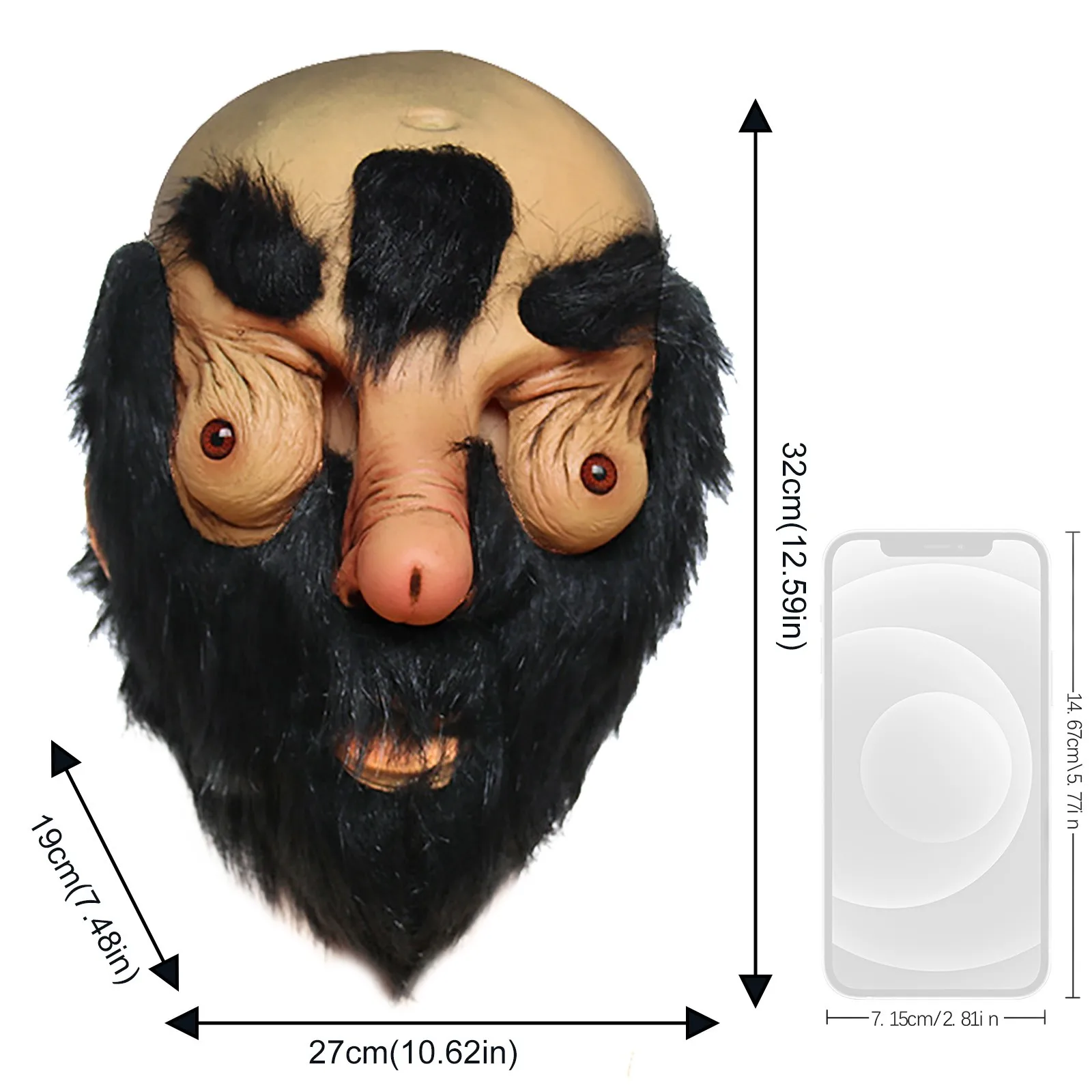 

Halloween Horror Mask Old Man Mask With Beard Halloween Party Home Horror Mask Decoration No Hair Old Man Cosplay Adults