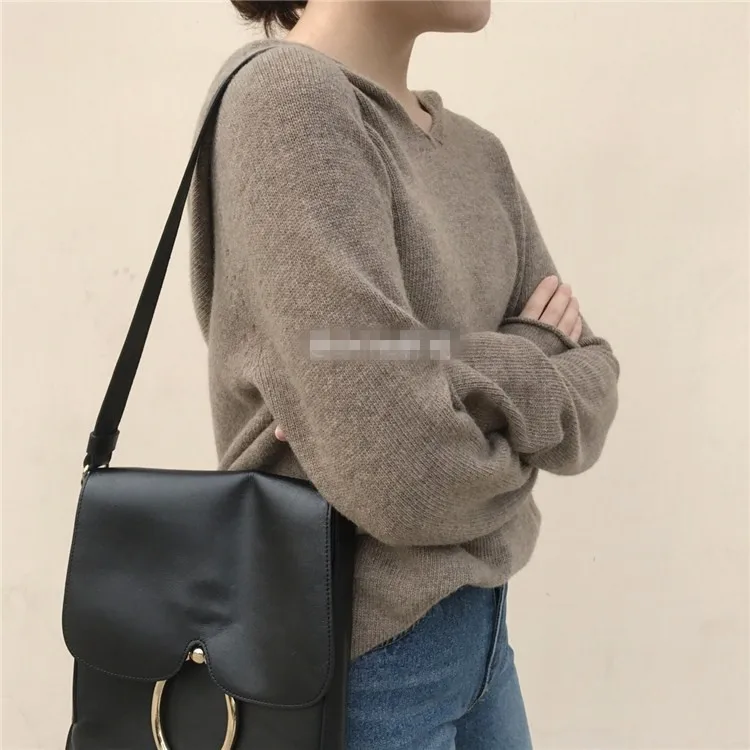 Женский Повседневный вязаный пуловер с капюшоном свитер длинным рукавом и