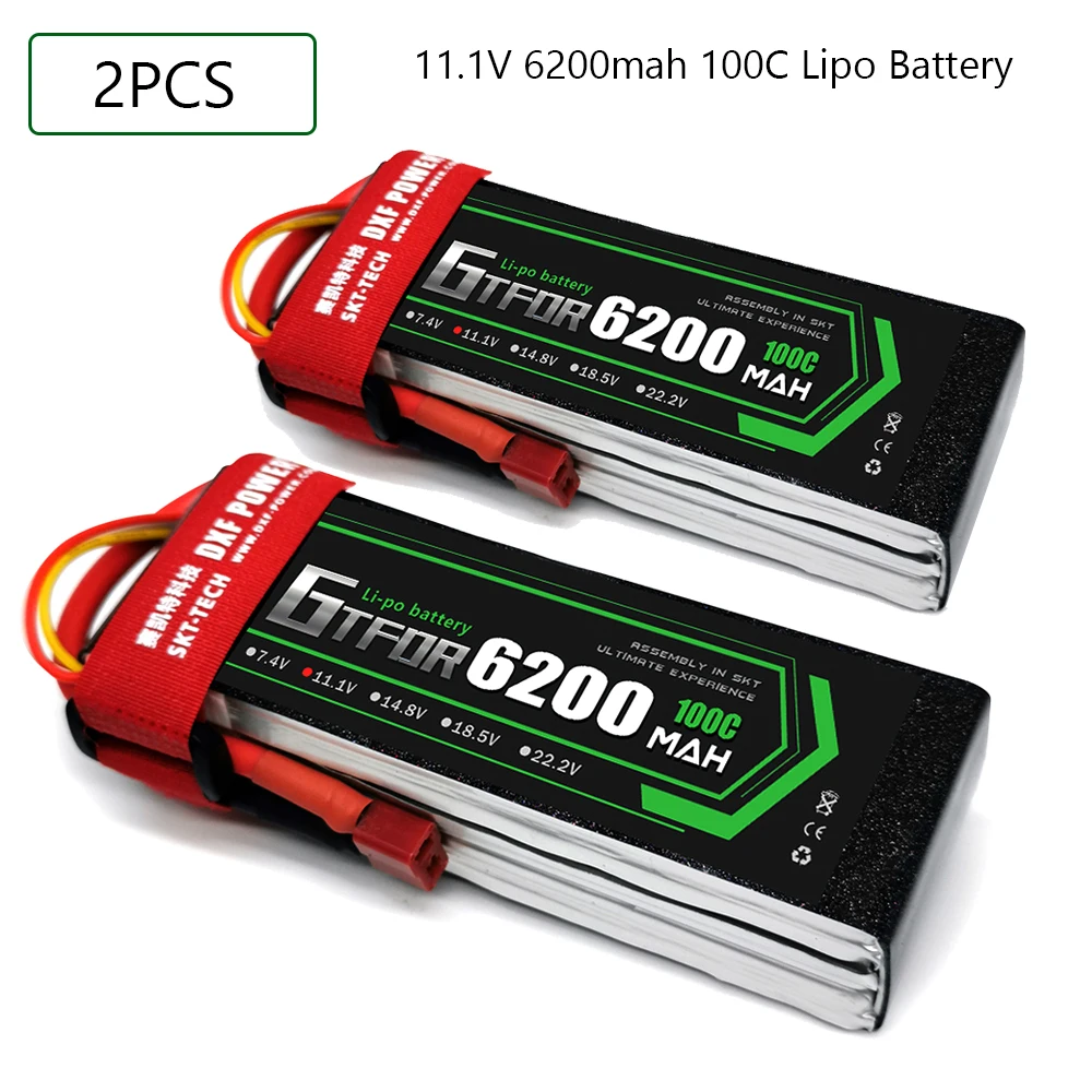 

GTFDR 3S 11.1V 6200mah 100C-200C Lipo Battery 3S XT60 T Deans XT90 EC5 50C For Racing FPV Drone Airplanes Off-Road Car Boats