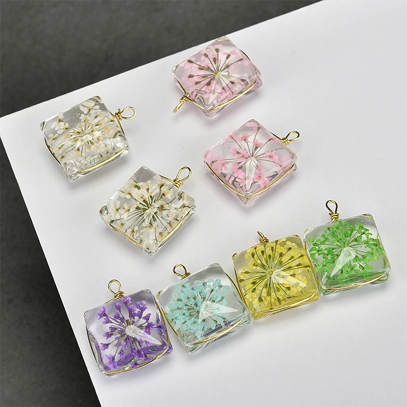 Висячая медная проволока квадратный ручной кристалл сухой цветок бессмертный