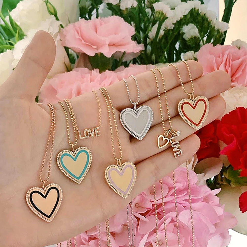 Модные женские подвески в виде сердца стразы инкрустированные цепочки ожерелье