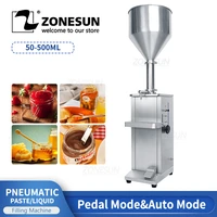 zonesun zs gt1v 30l hopper fully pneumatic paste liquid cosmetic alcohol gel honey cream oil sauce filling machine