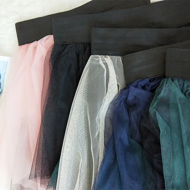 

2021 Summer New Elastic High Waist Thin Mesh Cake Skirt Simple Irregular All-match Casual Sexy Women A-line Skirt Free Shipping