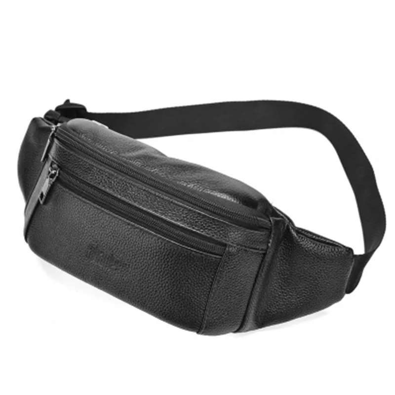 

New Men's Leather Waist Bag Multi-function Mobile Phone Bag Head Layer Cowhide Body Bag Male Chest Bag Shoulder Bag