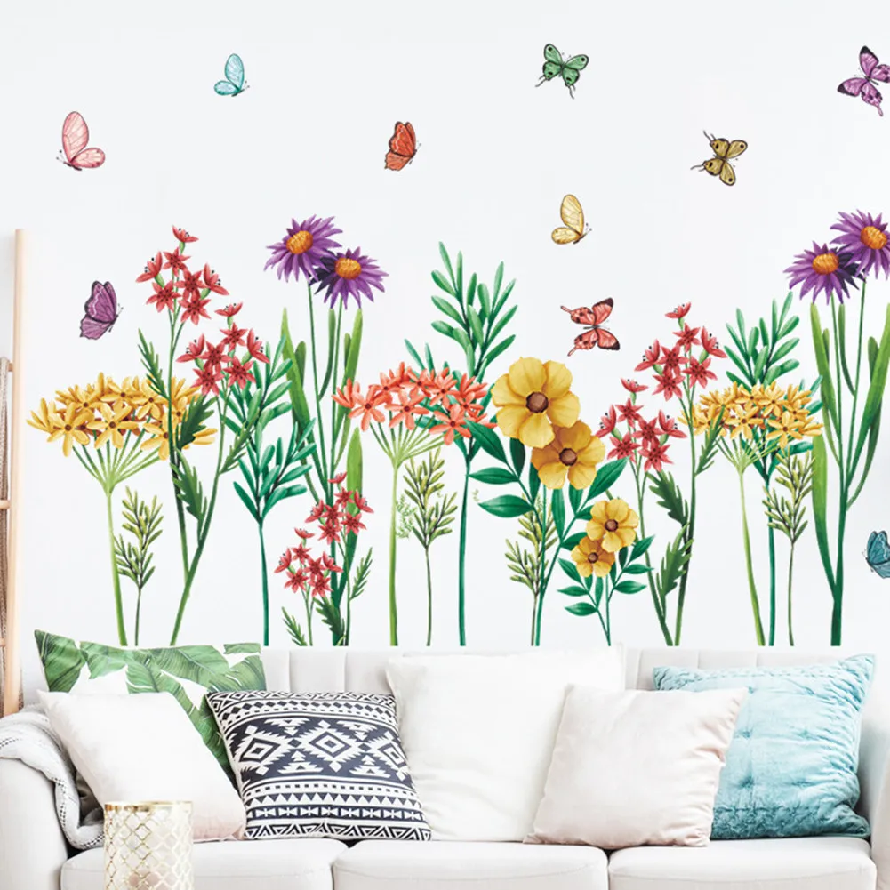 

1PC Wall Sticker Art Decal Colorful Floral Plants Environmental Protection PVC