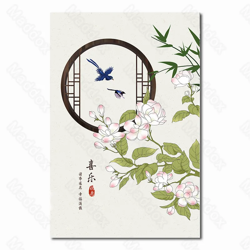 

Home Decor Frameless Printed Canvas Painting Red Persimmon Crisp Persimmon White Gardenia Chinese Vintage Decorative Painting