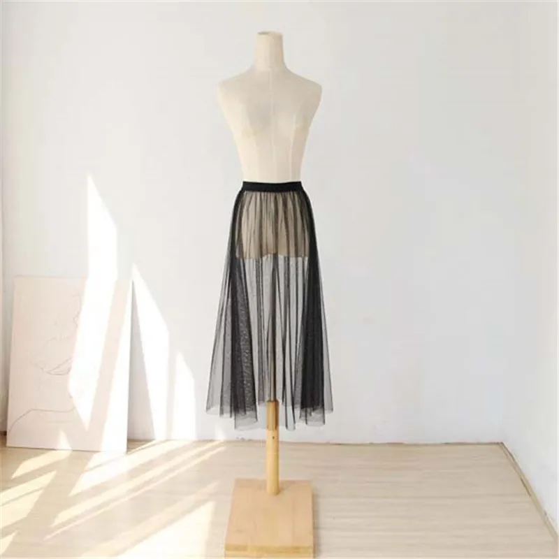 Женская сетчатая Юбка-миди повседневная Прозрачная Юбка-оверсайз на осень и зиму