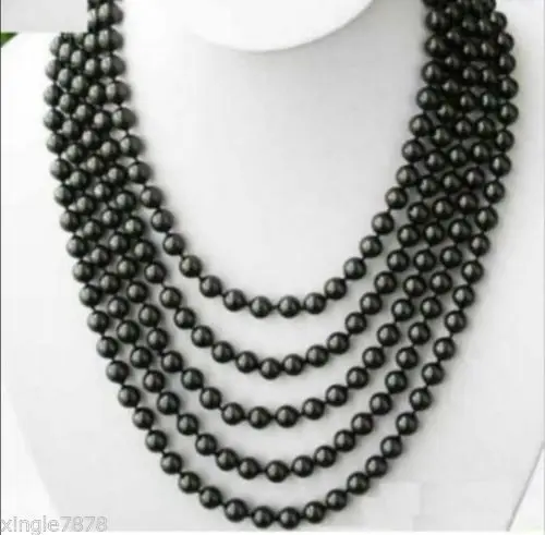 

6-7 мм TAHITIAN черное жемчужное ожерелье 100 дюймов