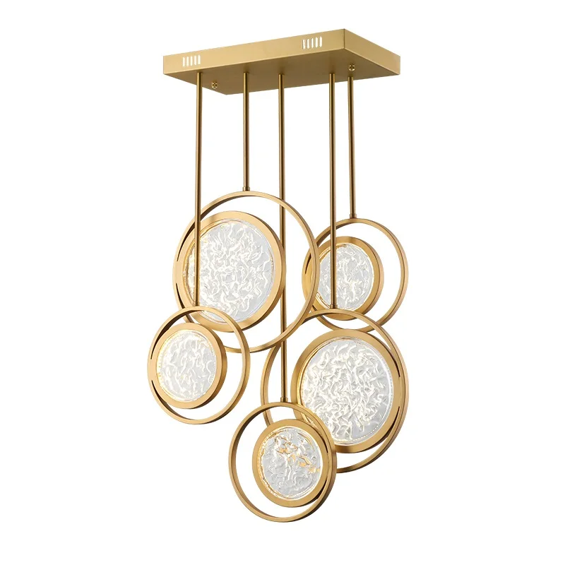 

Nordic chandelier glass rectangular art living room decoration LED light luxury lamp