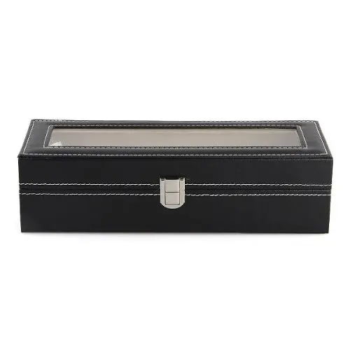 

Mens 6 Slots Leather Jewelry Watch Show Case Storage Display Box
