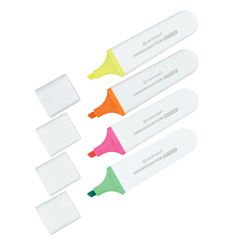 Set tekstovydeliteley Centropen Style 6252 4 fluorescent colors 1-4.6mm white hull Europe Goods for study Writing materials school Highlighters