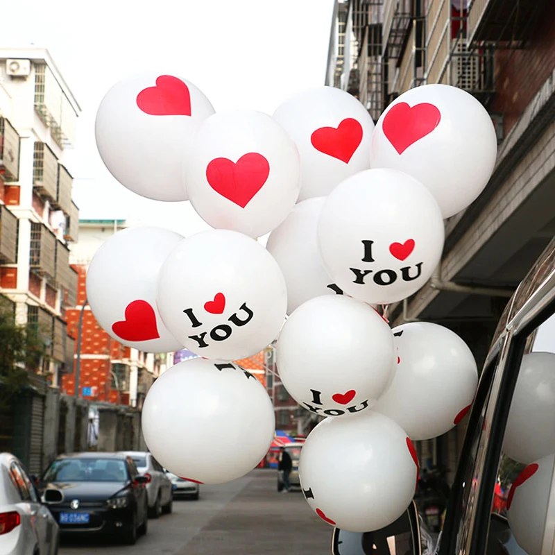 10/20 штук 12 дюймов I Love You воздушных шаров из латекса белый с красным сердцем