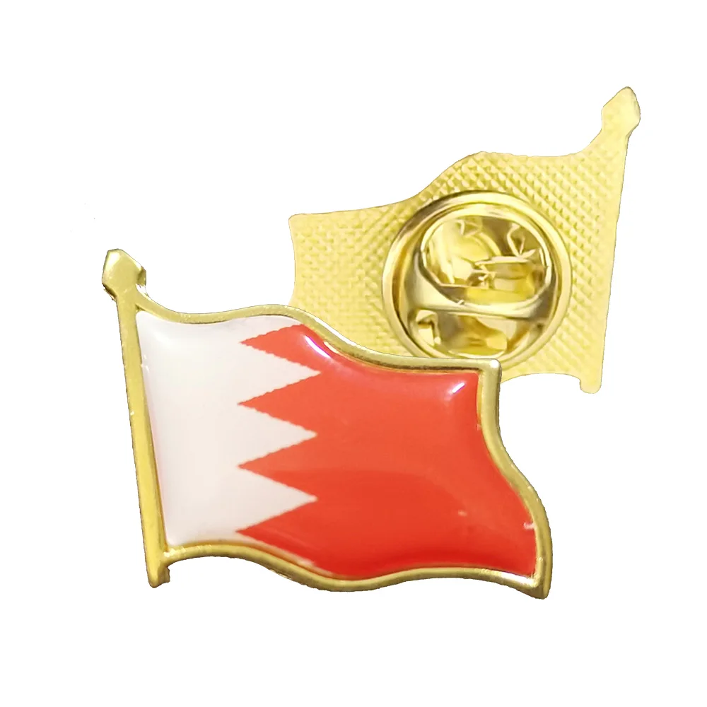 Bahrain Flag Brooches For Women/Men Enamel Pins Electroplated Gold Military Badge Lapel/Collar Decoration