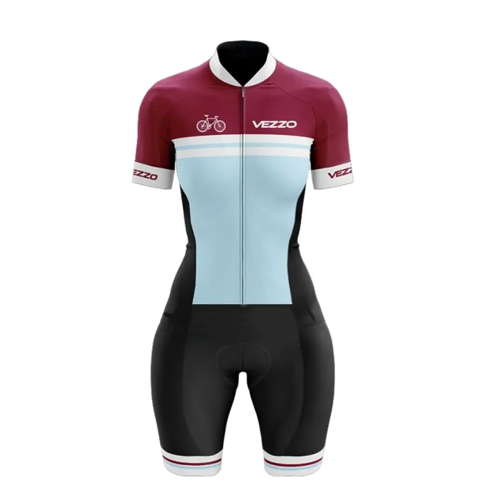 

Vezzo Female Cycling Suit Rompers Playsuits Short Jumpsuit Little Monkey Women's Cycling Clothing Bike Professional Sweatshirt G