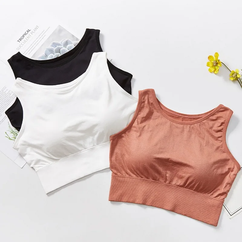 

Sports Bra Women Solid Color BH Yoga Top Fitness Pad Bra Girl Active Wear Workout Running Sportswear Breathable Soft Free Size