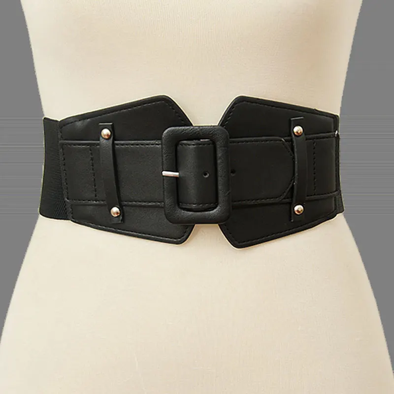 

Loose Band Wide cummerbund black Casual Skirt Buttons Decorative Waistbands Personalized Elastic Cummerbunds Waist Corset Belt