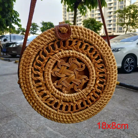 Круглые соломенные сумки, женская летняя сумка из ротанга, ручная работа, тканая пляжная сумка через плечо, круглая богемная сумка, БАЛИЙСКАЯ Самая низкая цена L31