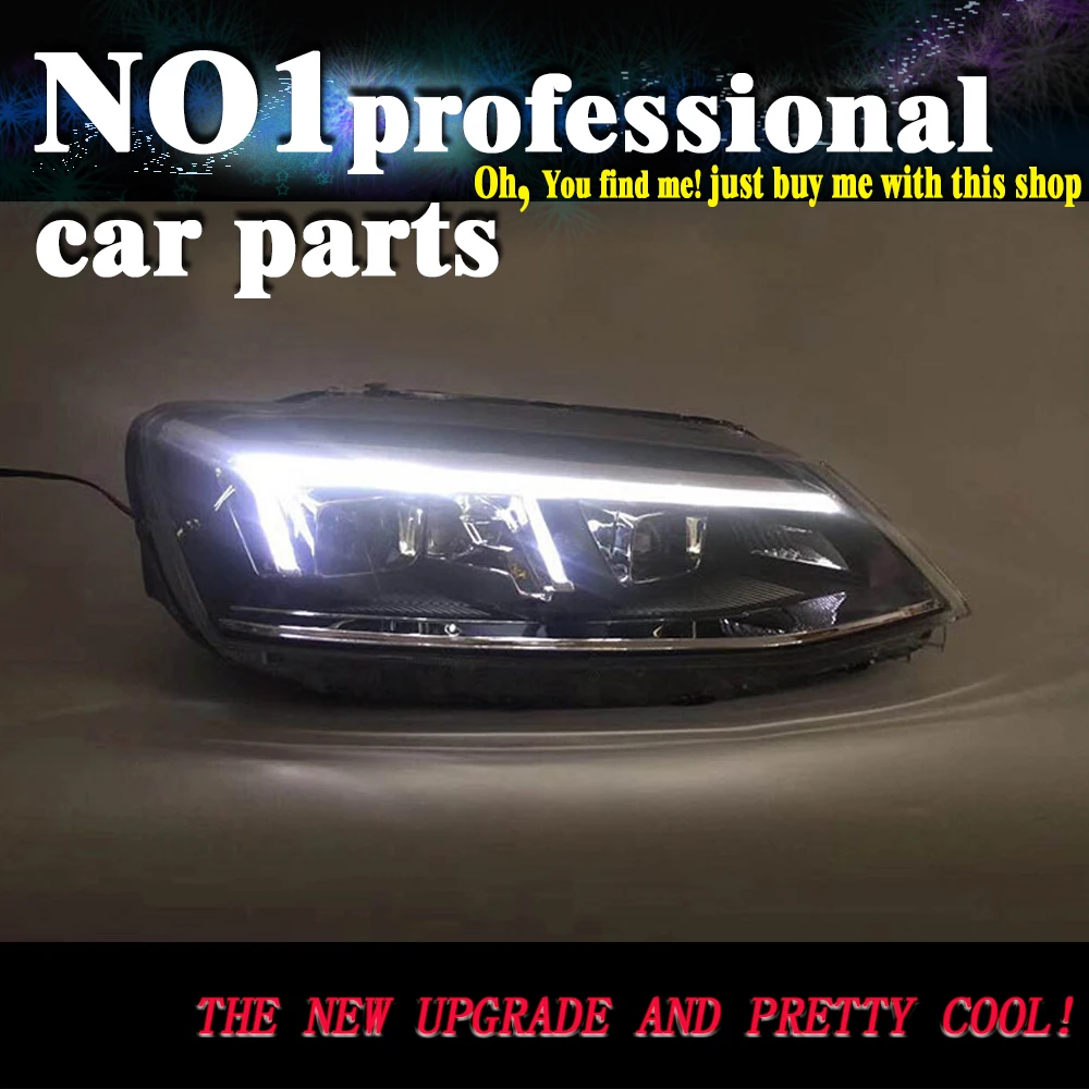 

car accessories For VW Jetta MK6 2011 2012 2013 2014-2017 Headlights LED Light Yellow Moving turn signal light Headlights