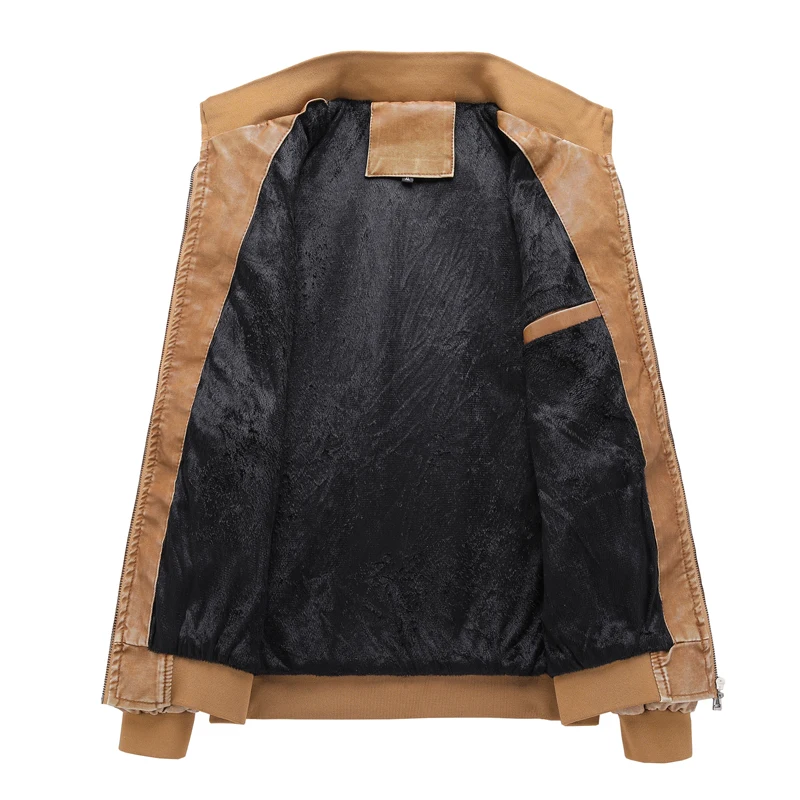 Куртка мужская кожаная на молнии винтажная модная бомбер в стиле милитари пиджак