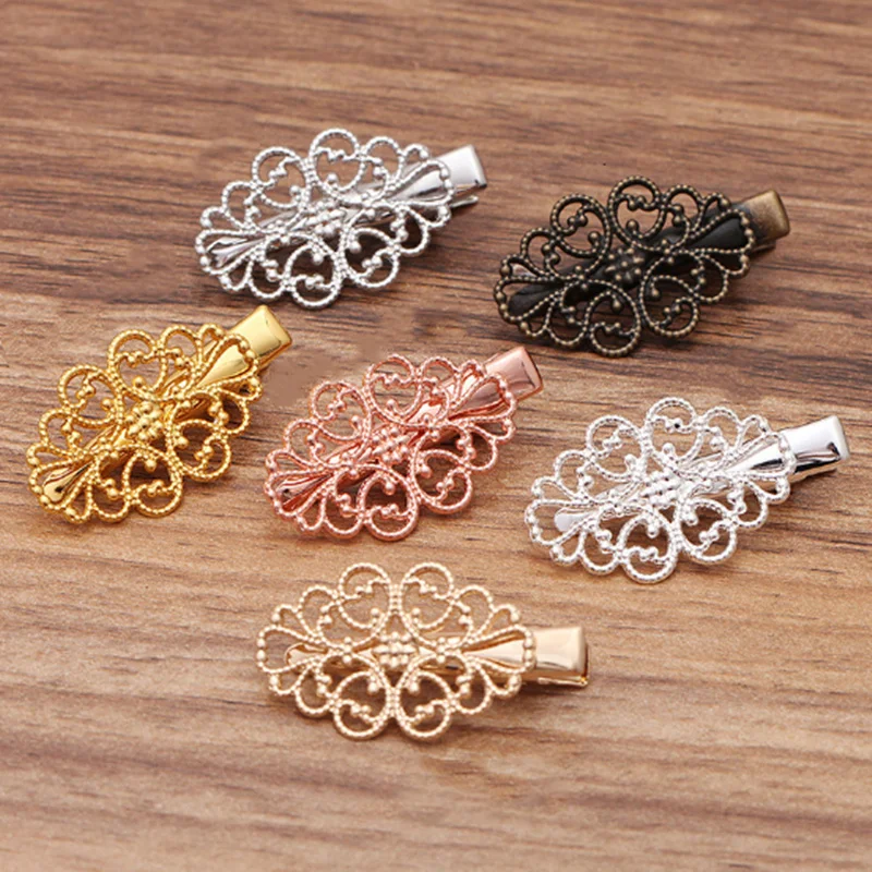 10 шт./лот Винтажные заколки для волос металлические с цветочным мотивом золотые