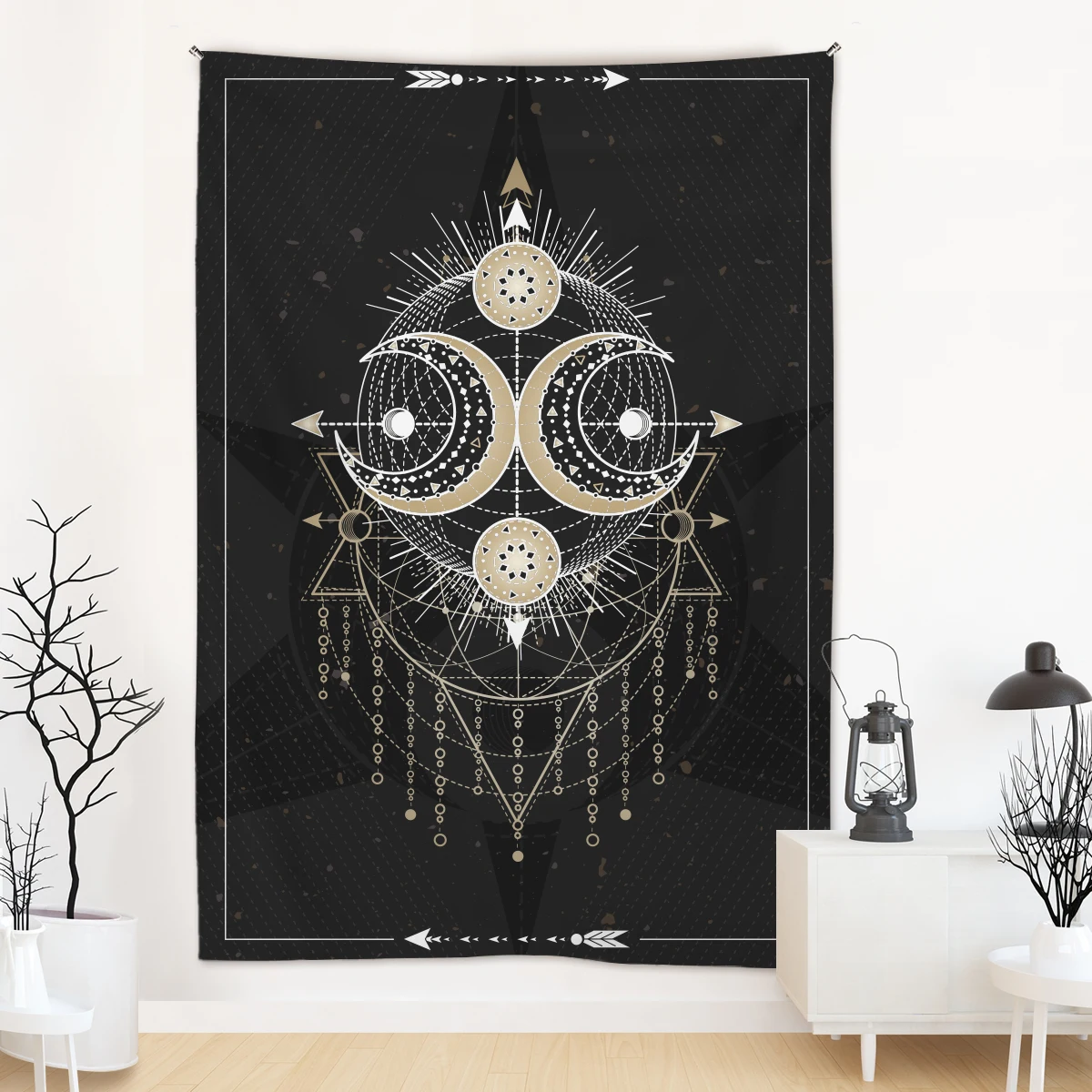 

The Sun and Moon Black Wall Tapestry Login Aesthetic Bohemian Tapestry Wall Hanging Apartments Bedroom Decor With Accessories