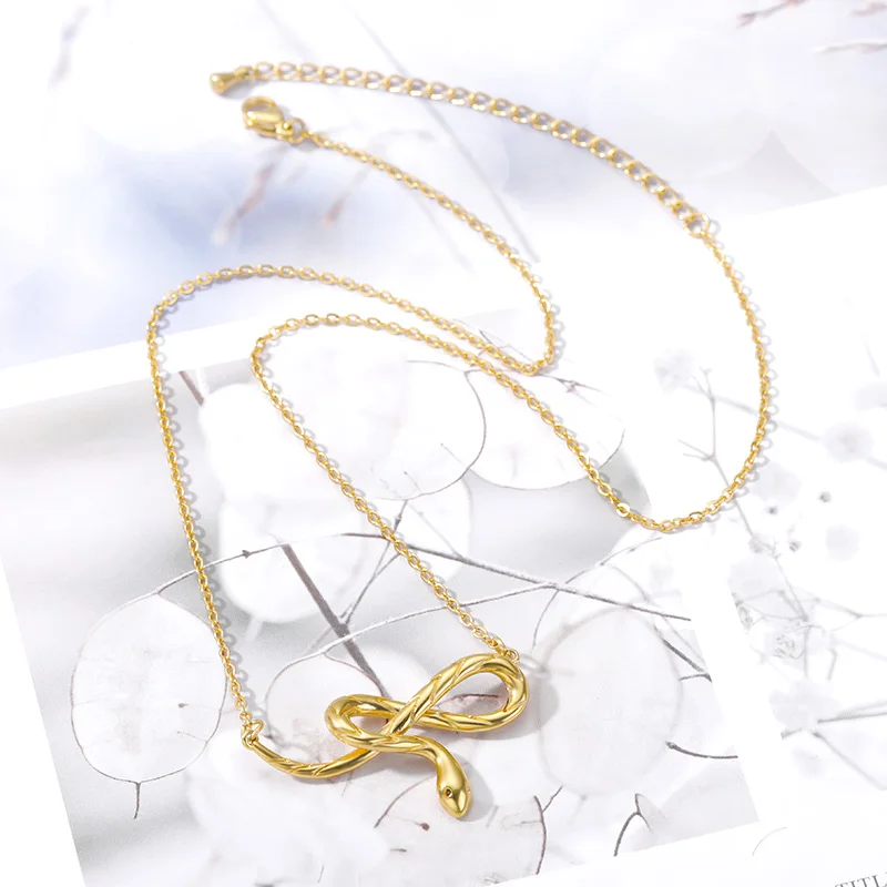 Metal Snake Necklace For Women Men New Fashion Gold Chain Stainless Steel Serpent Pendant Jewelry Glamour Gift Bijoux | Украшения и
