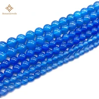 blue natural stone agates round loose smooth polished beads 4 6 8 10 12mm pick size for jewelry making