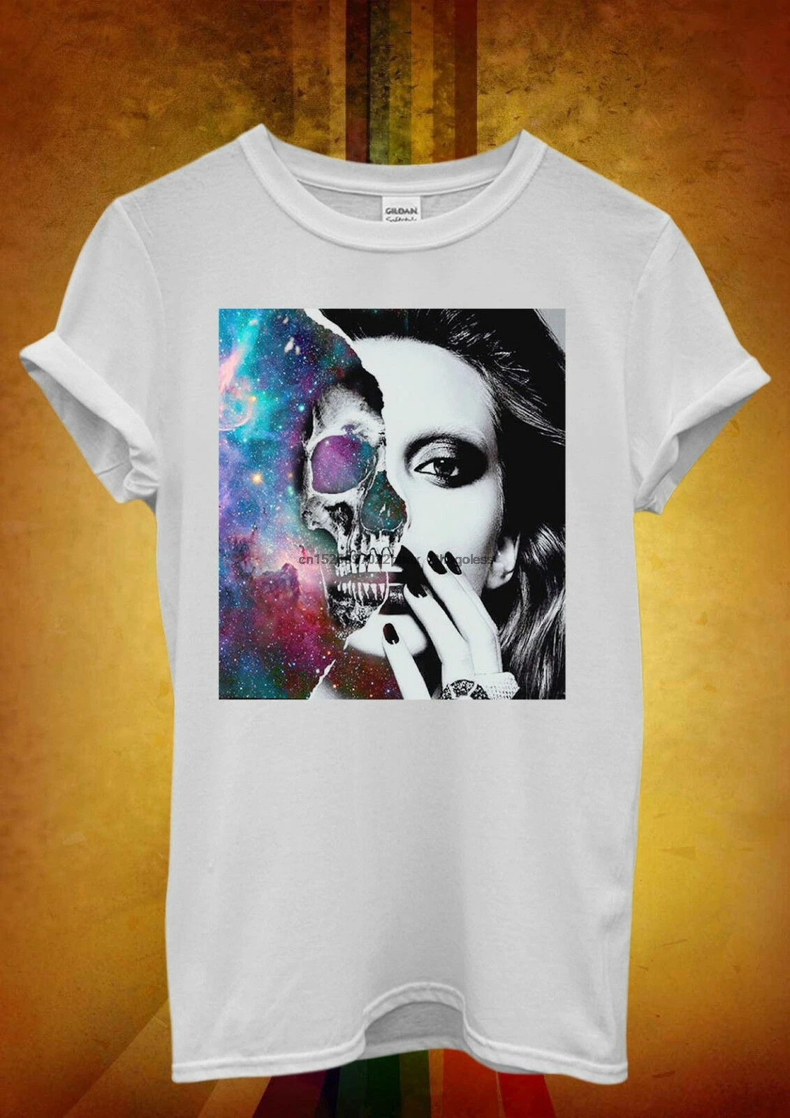 Сексуальная хипстерская футболка унисекс с изображением черепа девушки галактики космоса для мужчин