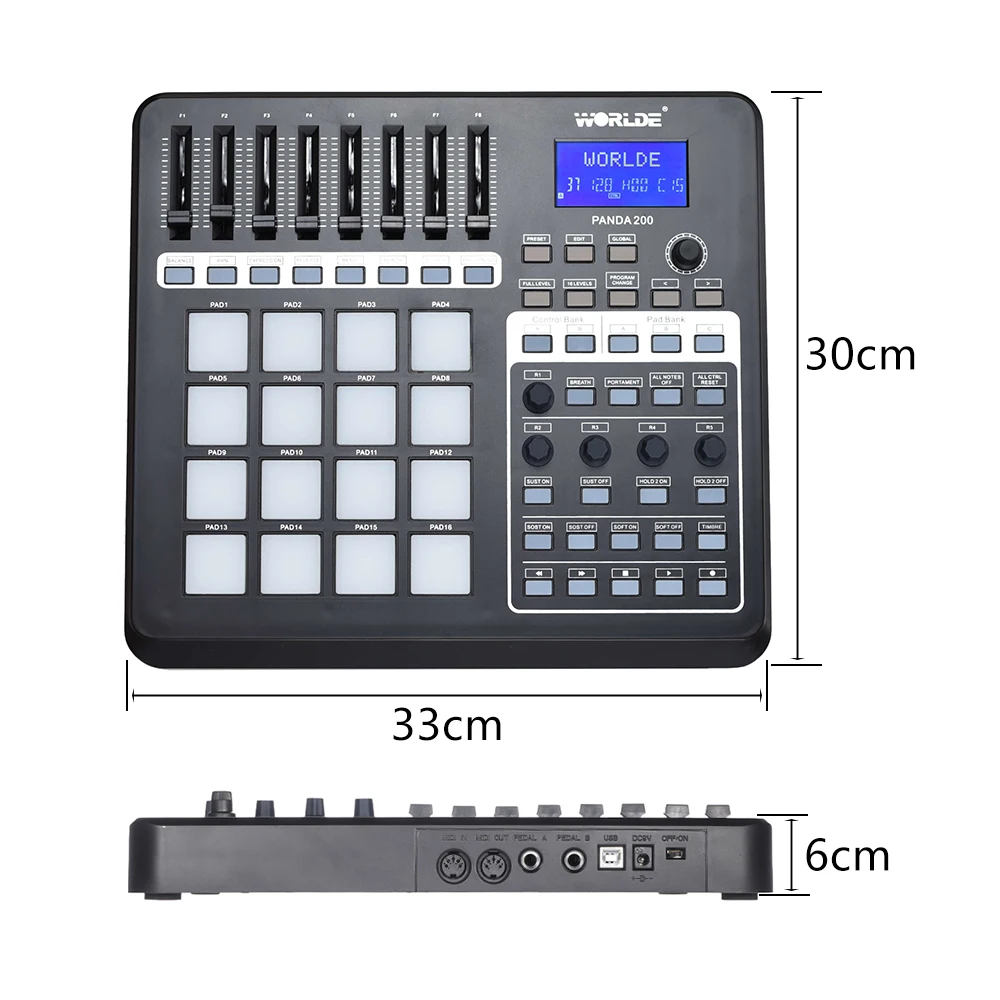 Портативный USB MIDI контроллер PANDA200 16 барабанных колодок с кабелем|Электронный