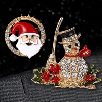 fashion christmas brooches santa claus hat gloves bells socks snowfake rhinestone suit metal pins badges brooch new year gifts