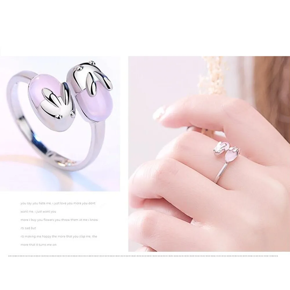 

925 Sterling Silver New Jewelry Open Ring High Quality Woman Fashion Retro Simple Cute Bunny Size Adjustable Silver Ring