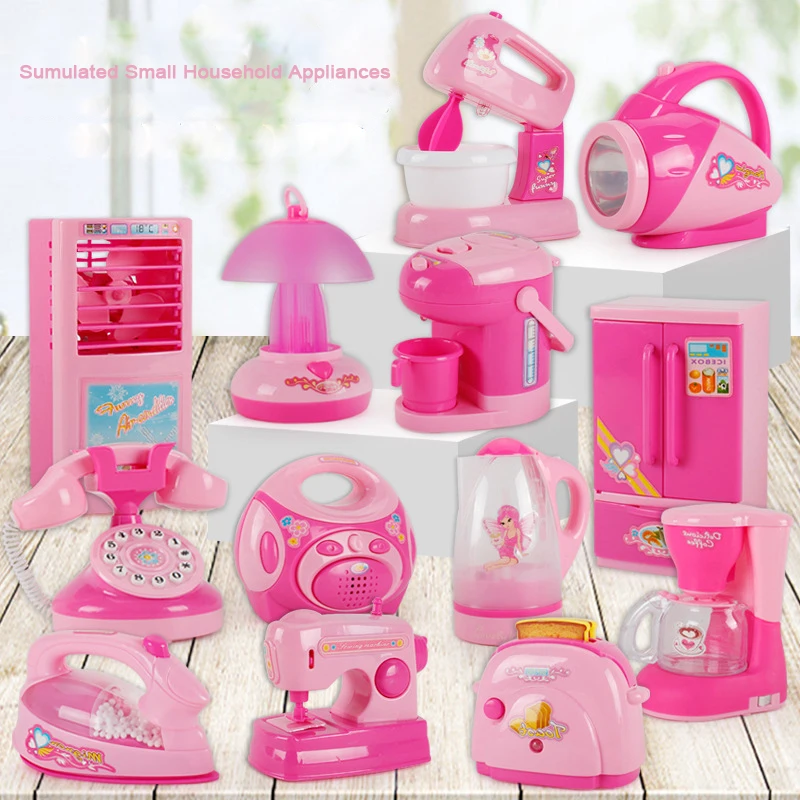 Children's Mini Kitchen Toys Pink Simulation Home Appliances Pretend Play House Toy Light-up &amp Sound Electrical | Игрушки и хобби