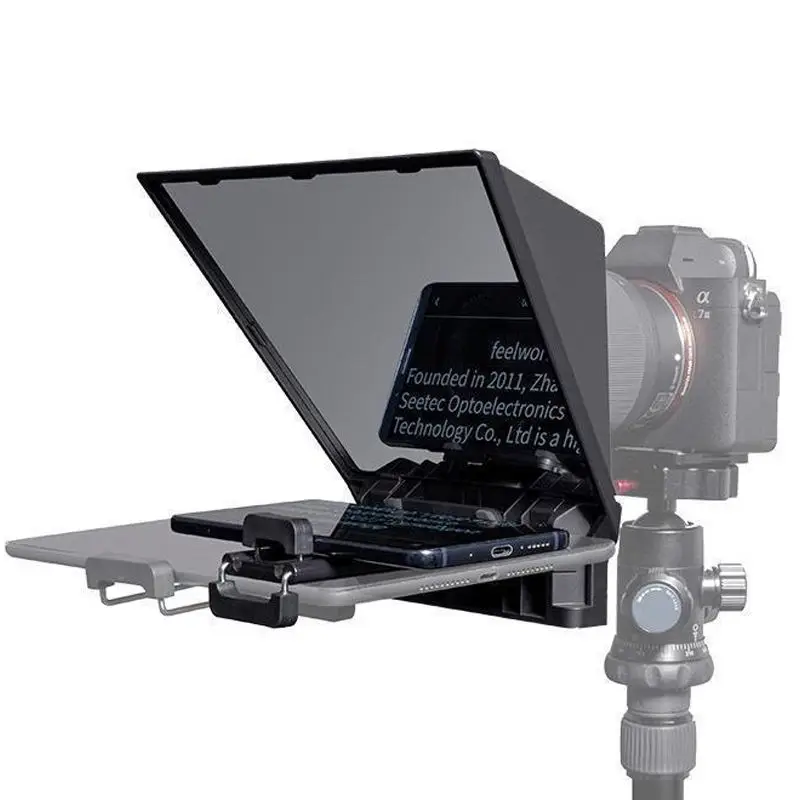 

FEELWORLD TP2 Portable Teleprompter for Smartphone/Tablet/DSLR Camera with Remote Control & Lens Adapter Rings