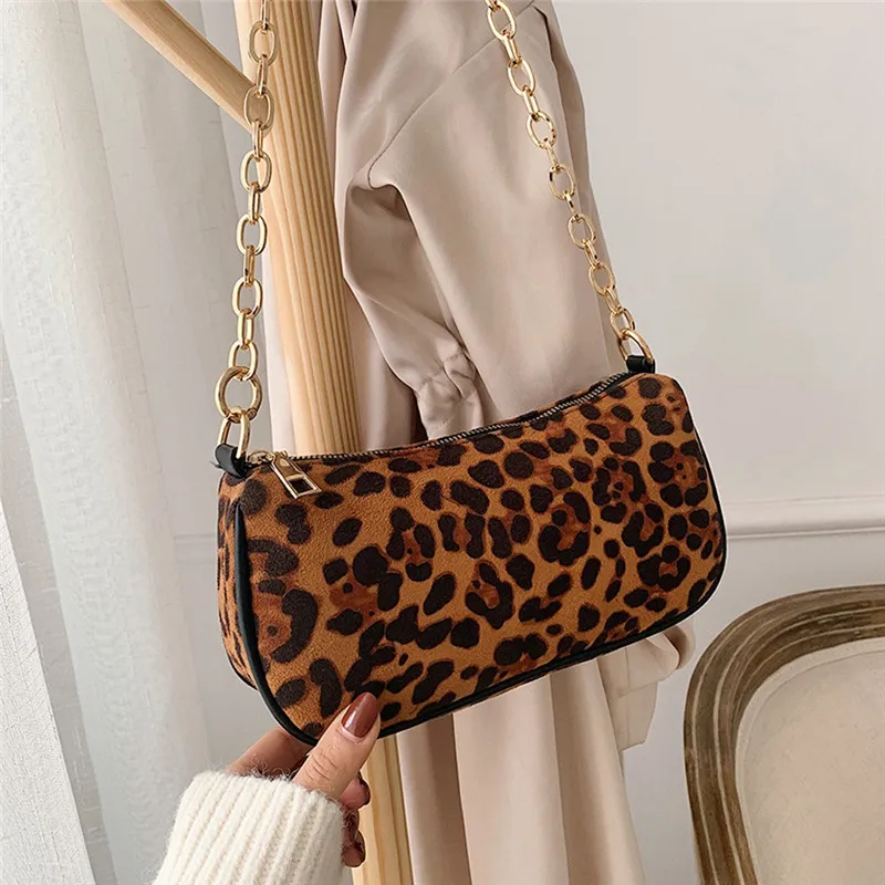 Леопардовые сумки для багета женщин 2019 Модные Сумки из искусственной кожи
