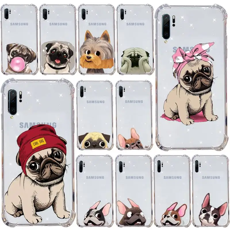 

Pug Dog French Bulldog Phone Case Transparent for Samsung s9 s10 s20 Huawei honor P20 P30 P40 xiaomi note mi 8 9 pro lite plus