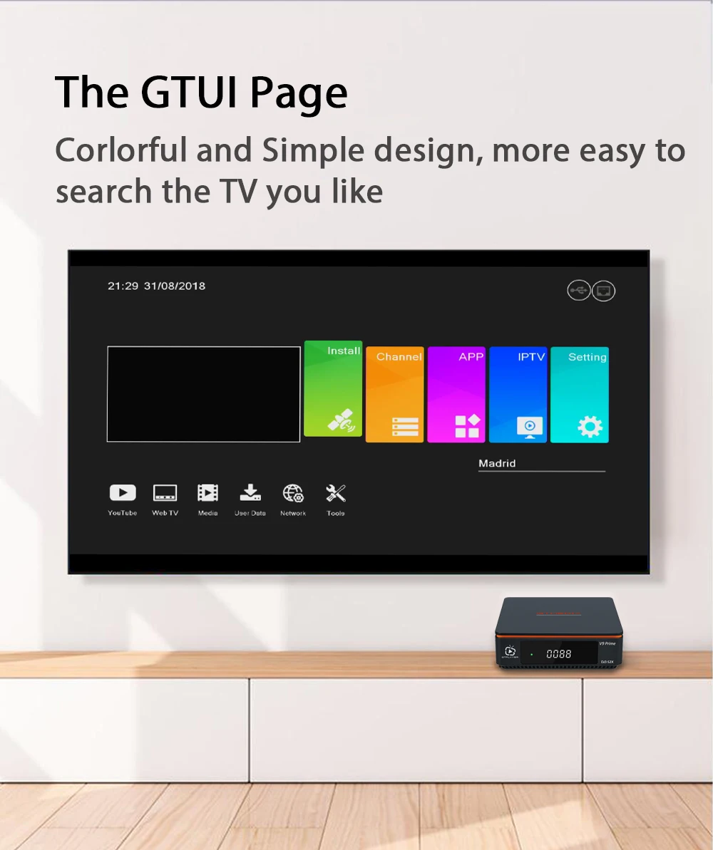 Спутниковый ресивер GTmedia V9 Prime DVB-S/S2/S2X с встроенным WiFi 1080P поддержка ccam. Улучшенная версия V8 Nova / V9 Super.