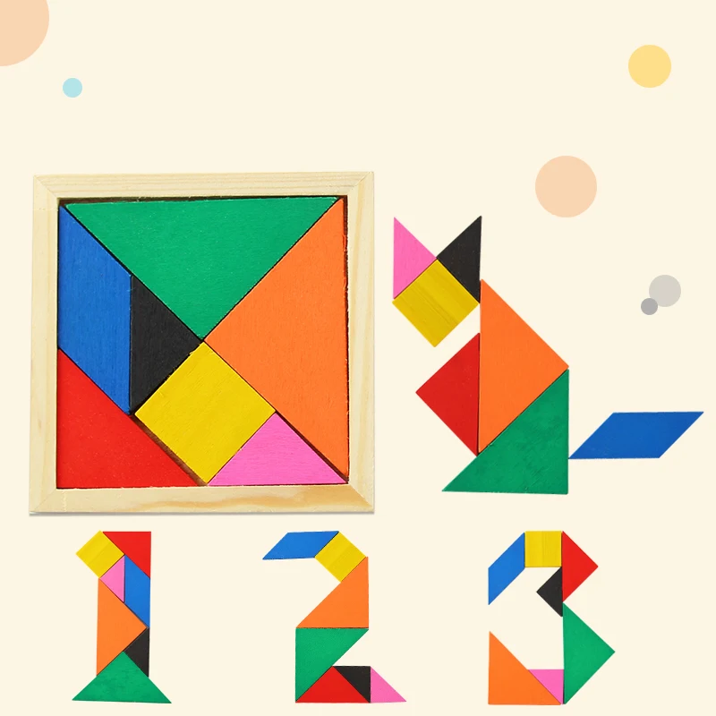 Головоломка Tangram раздвижная красочная деревянная детская головоломка игрушки