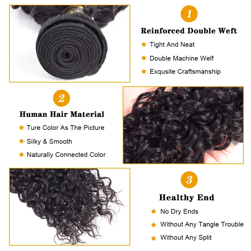 QT малазийские человеческие волосы плетения пучки волос влажная волна пучок s