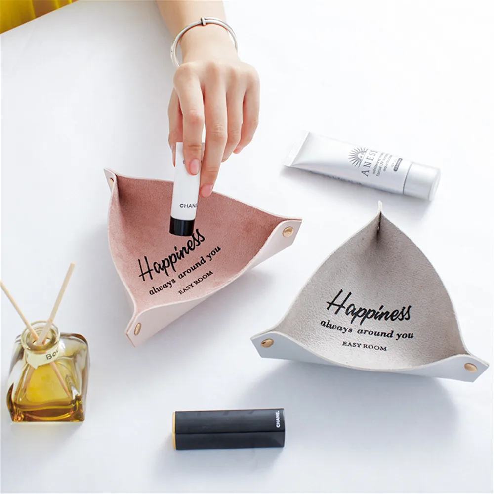 Шикарный органайзер для макияжа из искусственной кожи Настольный ящик хранения