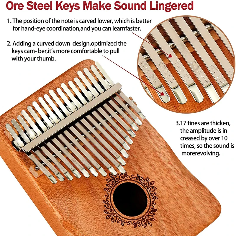 Пианино для большого пальца Kalimba музыкальные инструменты с 17 клавишами и