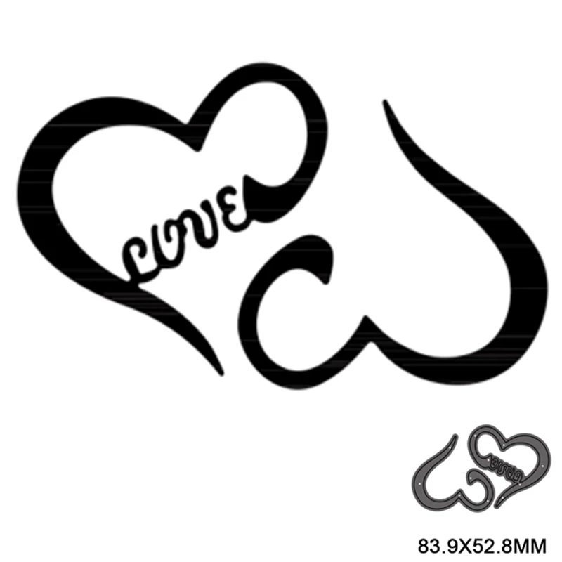 

2pcs Heart-shaped Ring LOVE Metal Cutting Dies Stencil For DIY Scrapbooking Decorative Embossing Handcraft Die Cutting Template
