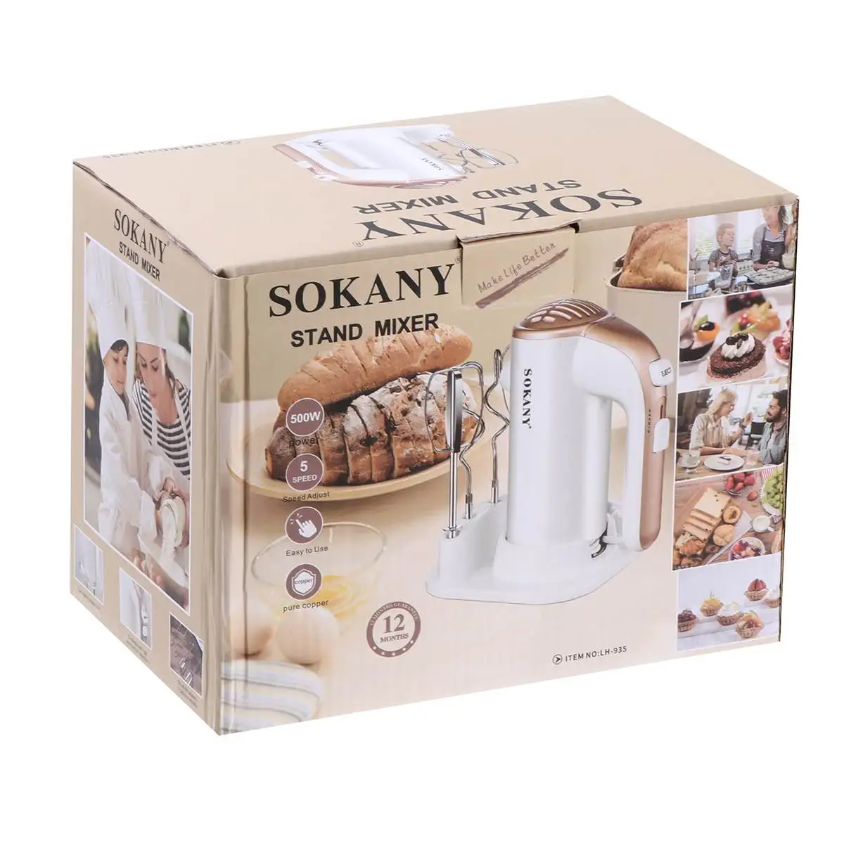 

500W 5 Speeds High Power Electric Food Mixer Hand Blender Automatic Dough Blender Egg Beater Hand Mixer For Kitchen SOKANY 220V